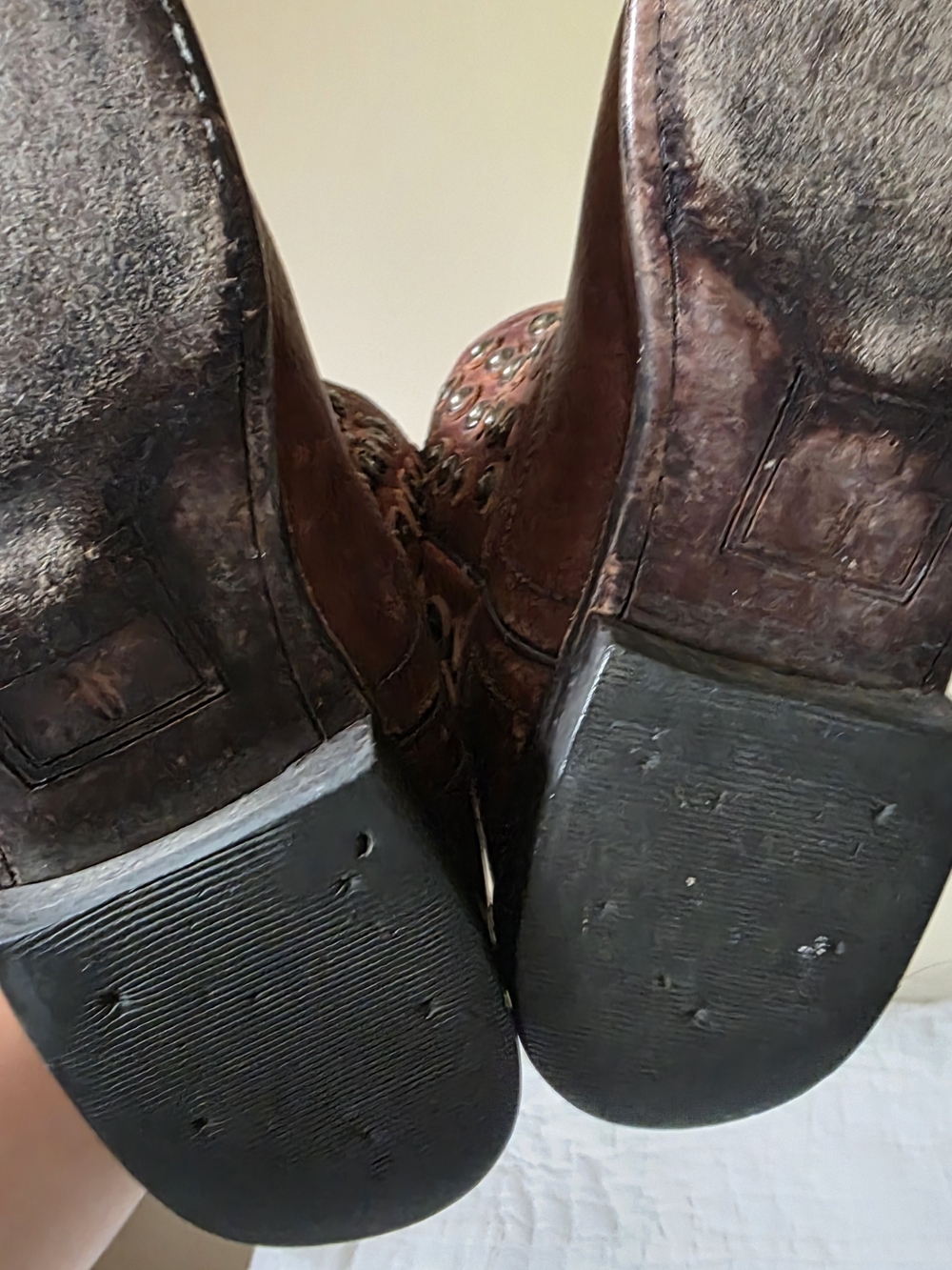 Frye Brown Leather Studded Ankle Boots - Picture 6 of 6